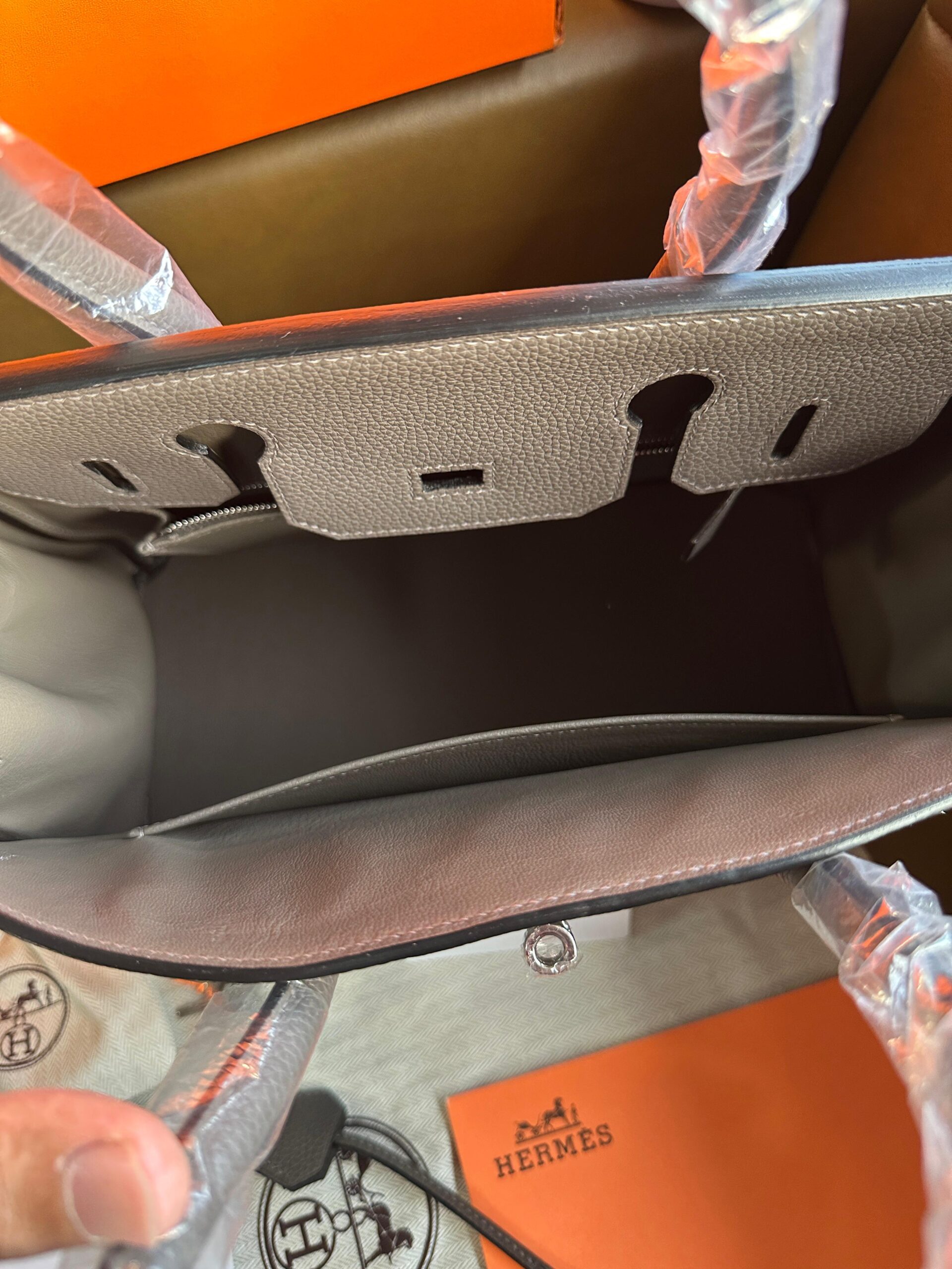 Hermes Birkin 30 Grey Togo Leather Gris Etain Hand Made Replica Bag - Image 4