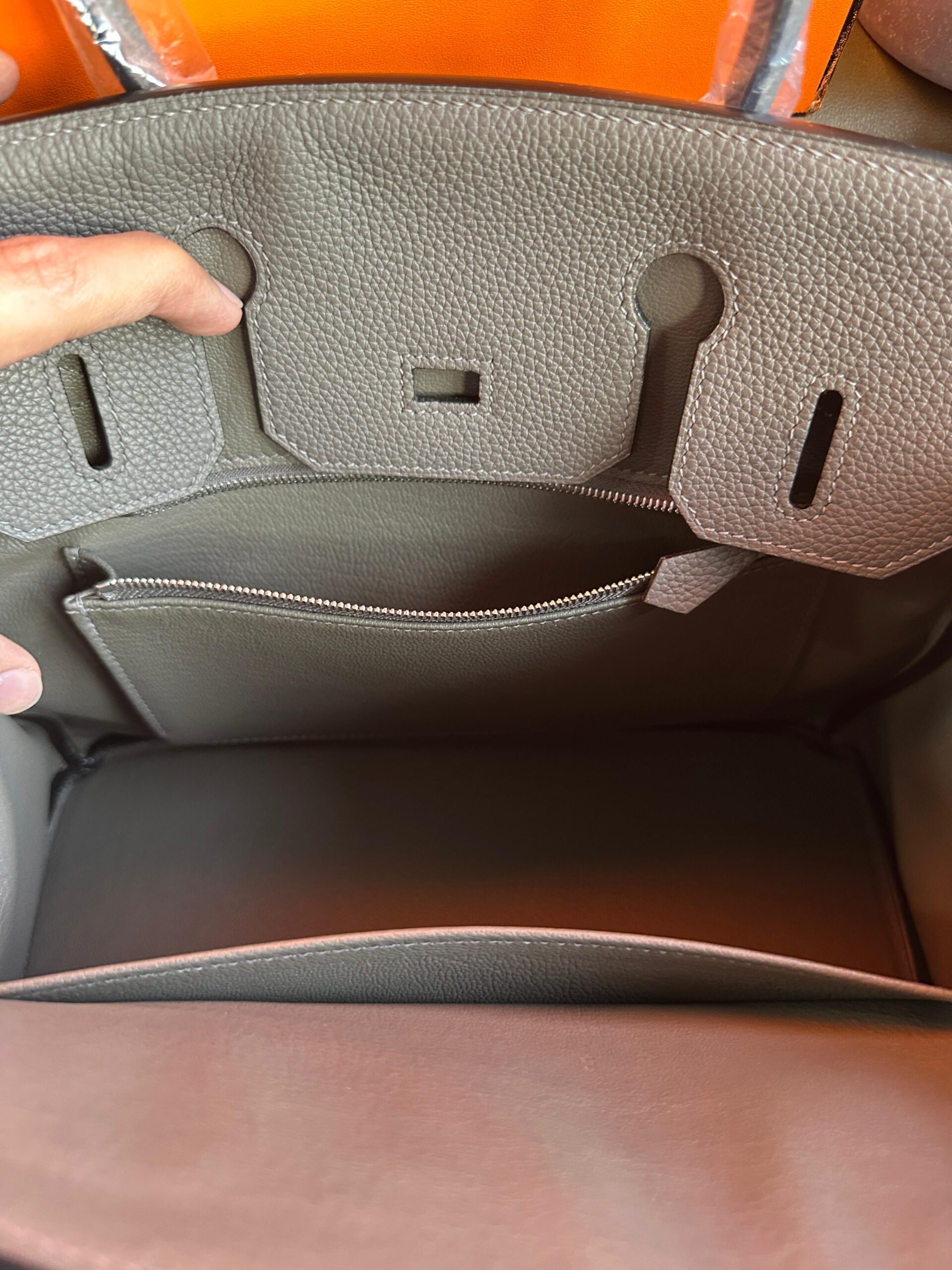 Hermes Birkin 30 Grey Togo Leather Gris Etain Hand Made Replica Bag - Image 5