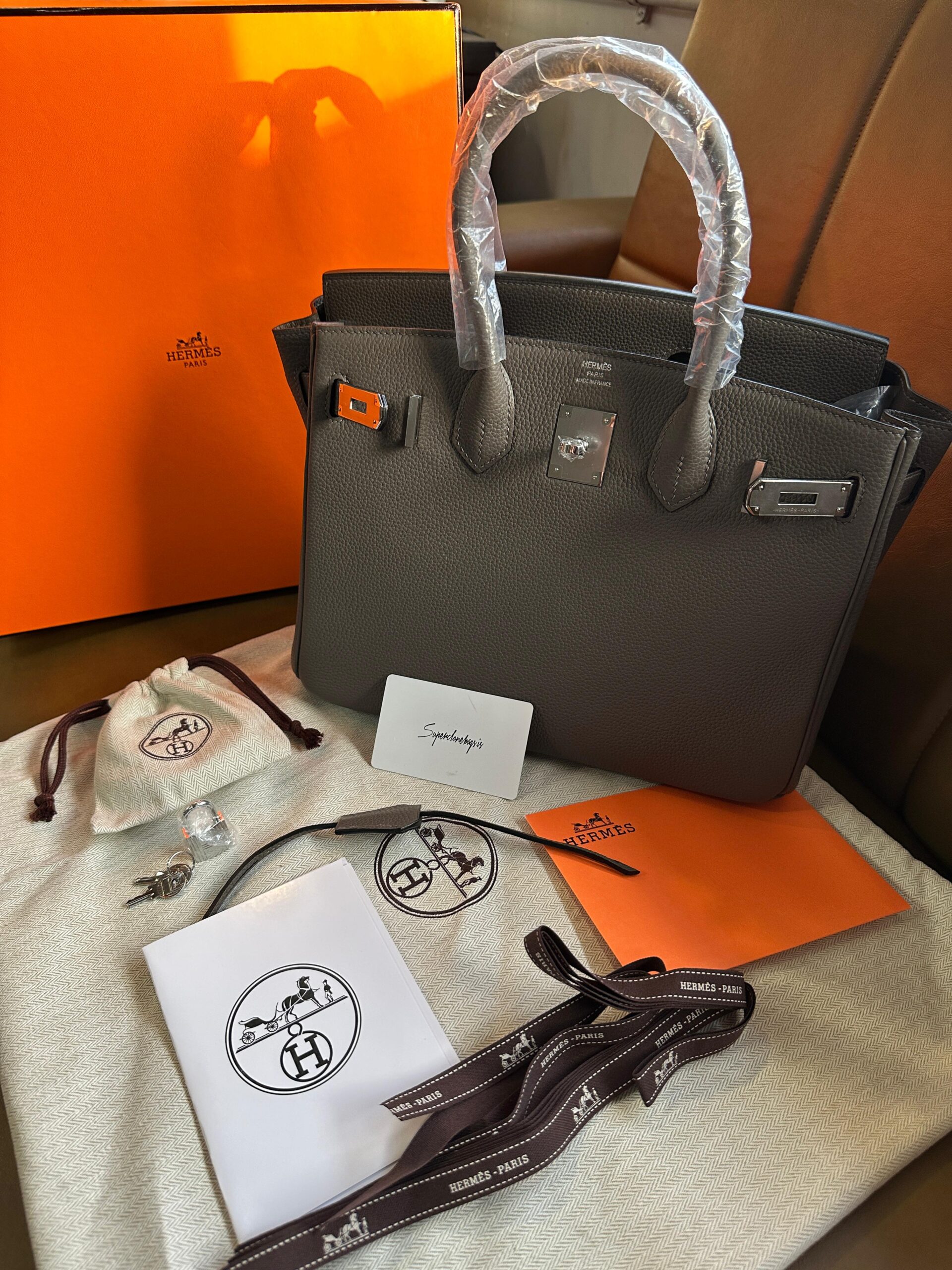 Hermes Birkin 30 Togo leather gris etain