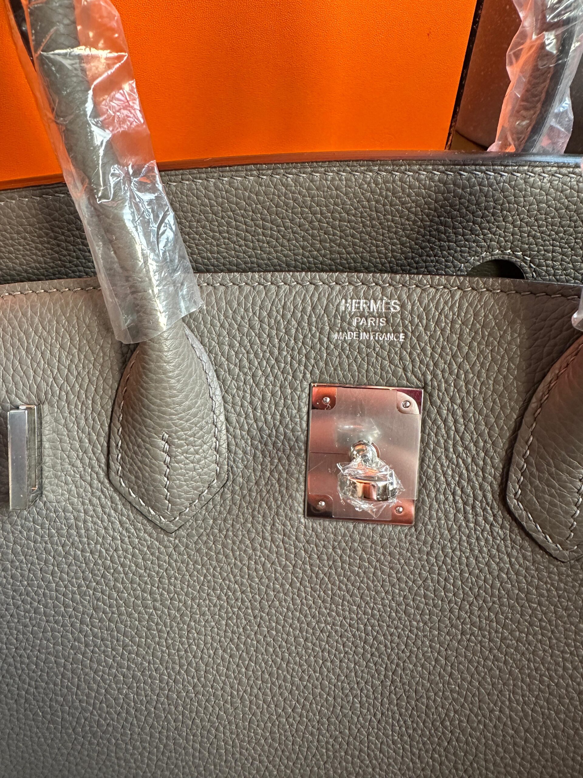 Hermes Birkin 30 Grey Togo Leather Gris Etain Hand Made Replica Bag - Image 7