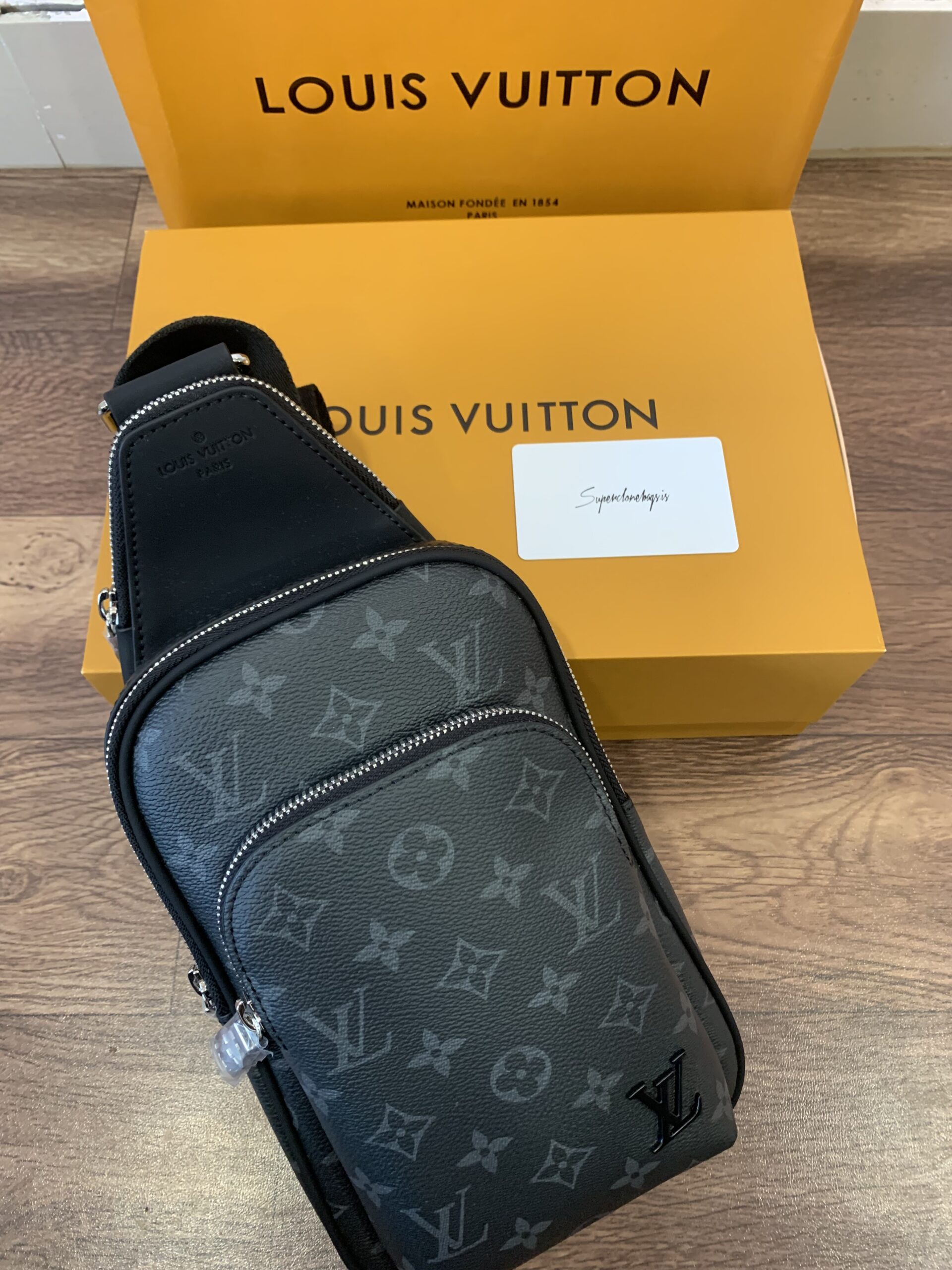 LV Monogram Eclipse Canvas Avenue Slingbag PM high quality clone - Image 10