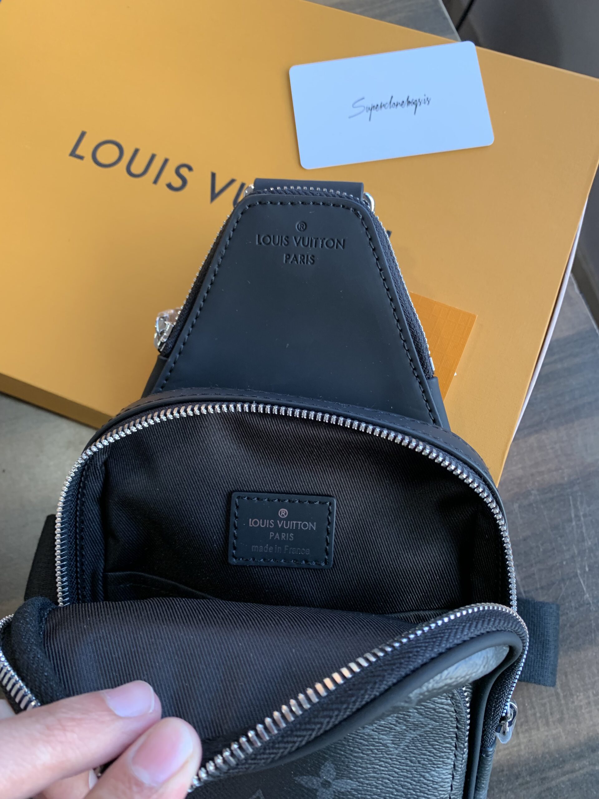 LV Monogram Eclipse Canvas Avenue Slingbag PM high quality clone - Image 3
