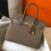 Hermes Birkin 30cm Bag In Taupe Clemence Leather GHW - HW022