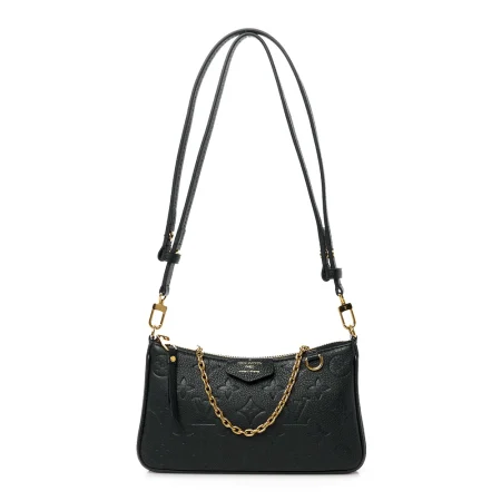 Louis vuitton black empreinte leather easy pouch on strap pm gold hardware