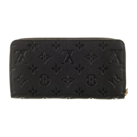 Superclone Louis Vuitton Black Zippy Wallet with Gold Details