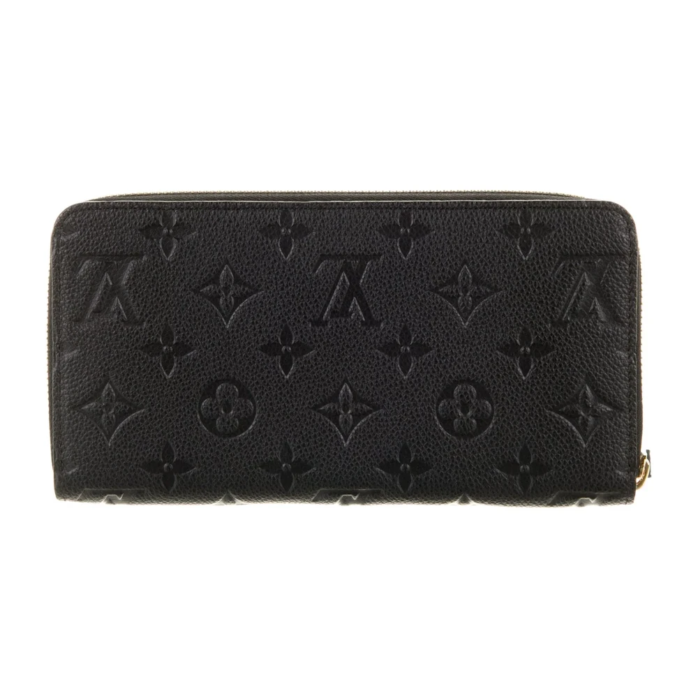 Superclone Louis Vuitton Black Zippy Wallet with Gold Details
