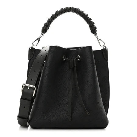 Mirror Quality Louis Vuitton Black Mahina Leather Muria MM Replica