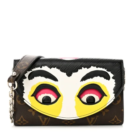 Replica Louis Vuitton Kabuki Chain Wallet with Silver Hardware