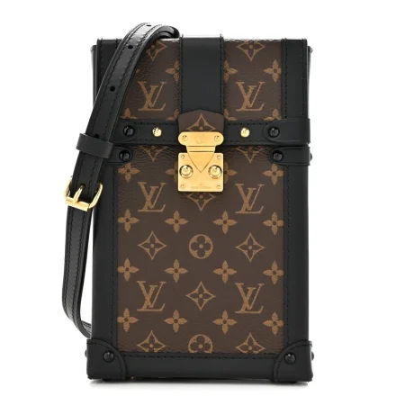 Louis Vuitton Black Monogram Canvas Pochette Trunk Verticale Brass Hardware