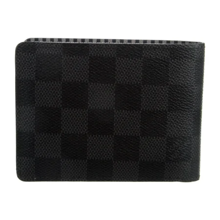 1:1 Mirror Quality Replica Louis Vuitton Bifold Wallet Black Canvas Design