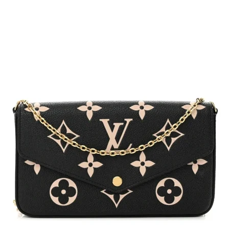 Superfake Louis Vuitton Felicie Pochette – Black & Beige Monogram