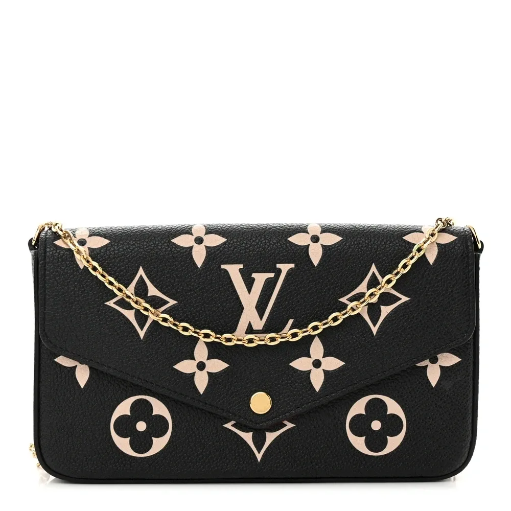 Superfake Louis Vuitton Felicie Pochette – Black & Beige Monogram