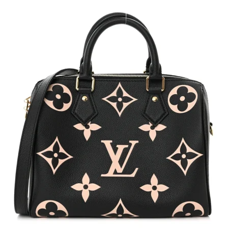 Empreinte Monogram Giant Speedy Bandouliere 25 in Black and Beige