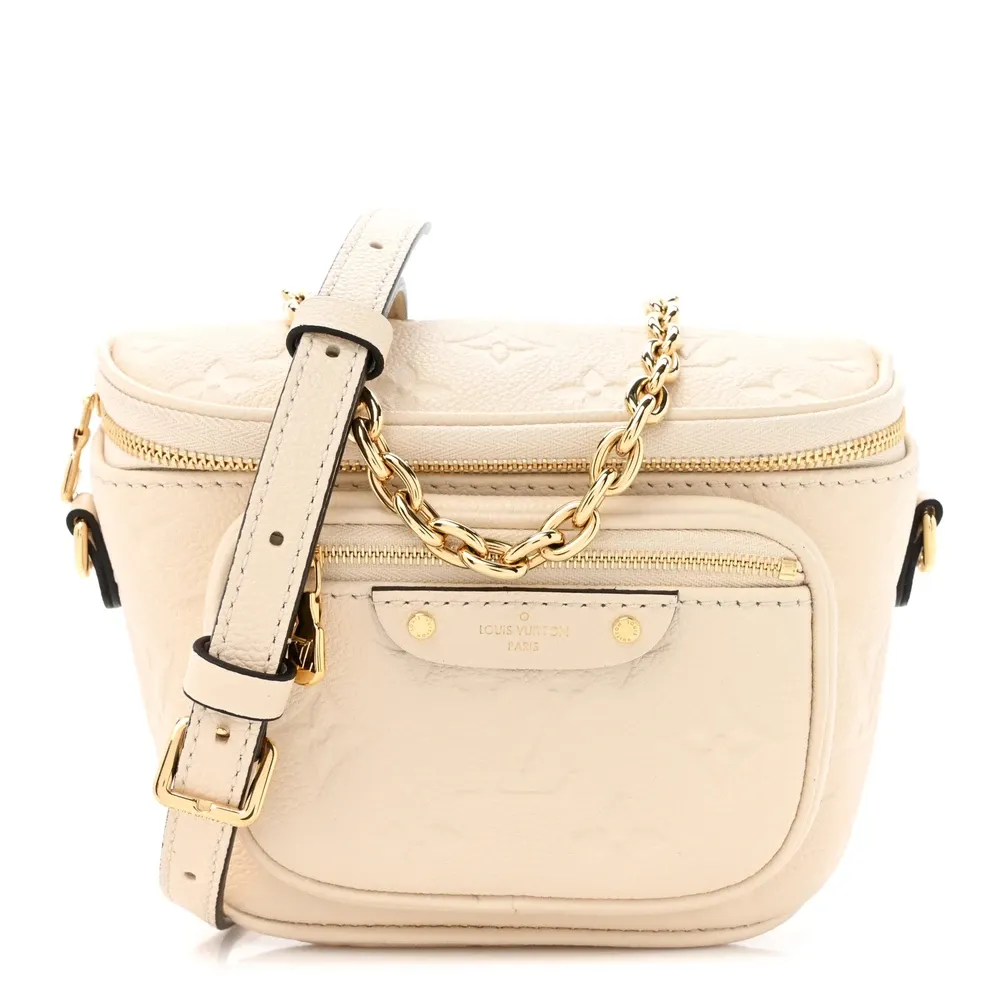 Replica Louis Vuitton Mini Bumbag in Cream Empreinte Leather