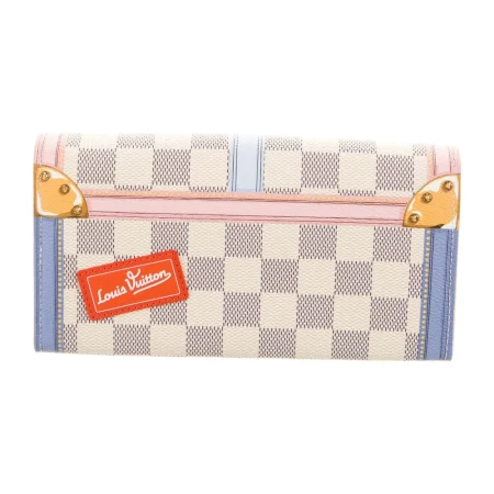 1:1 Louis Vuitton Continental Wallet with Pink Damier Azur Canvas