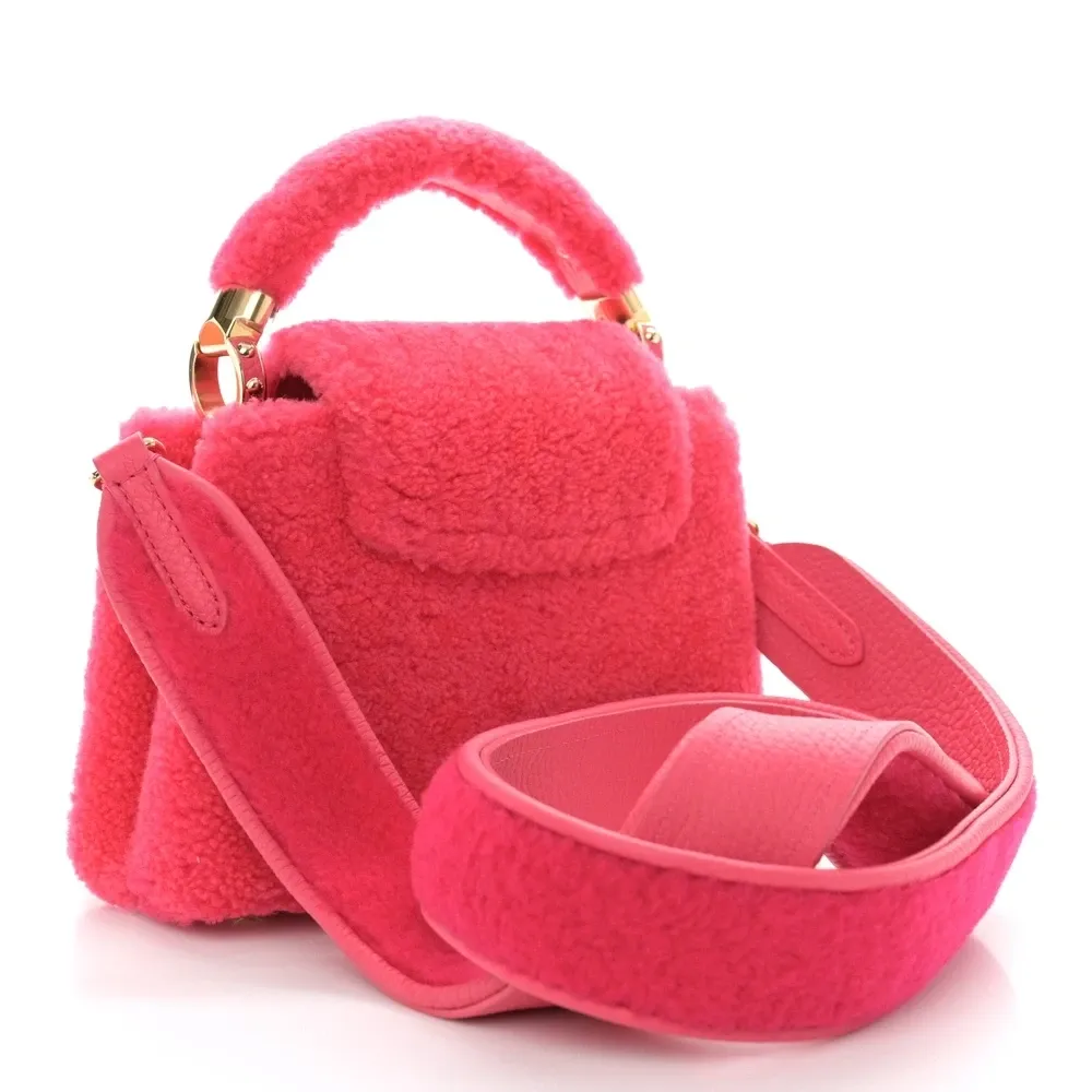 Replica Louis Vuitton Mini Capucines – Shearling & Rose Gold Elegance - Image 6