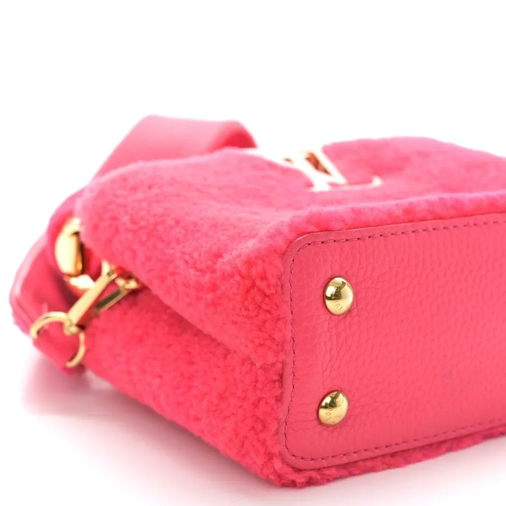 Replica Louis Vuitton Mini Capucines – Shearling & Rose Gold Elegance - Image 4