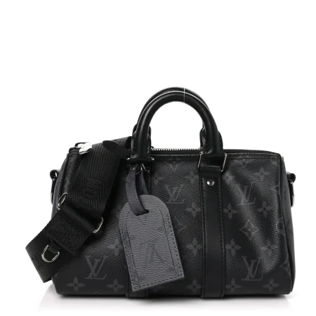 1:1 Quality Louis Vuitton Keepall Bandoulière 25 black and grey  handbag