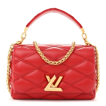 Louis Vuitton Rouge Lambskin Replica Top Handle with Gold Hardware