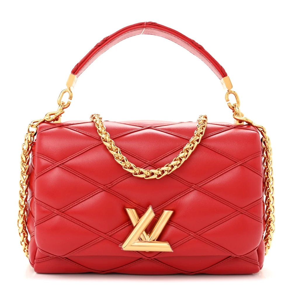 Louis Vuitton Rouge Lambskin Replica Top Handle with Gold Hardware