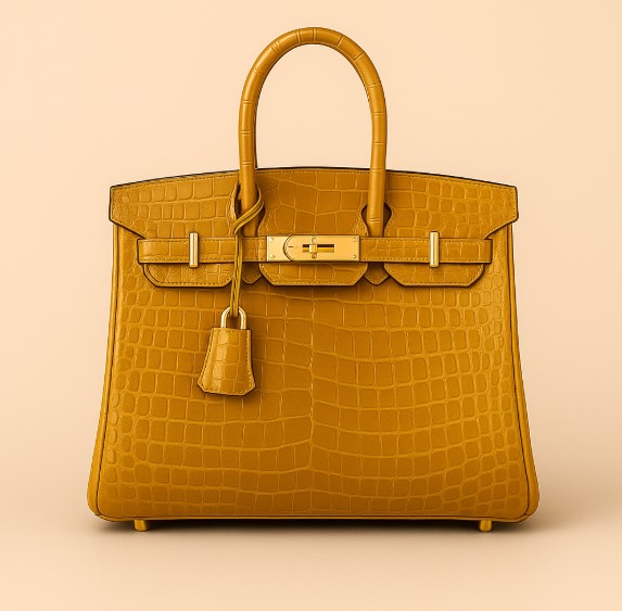 Hermes Birkin Gold Color Alligator Leather Replica Designer bag - Image 2